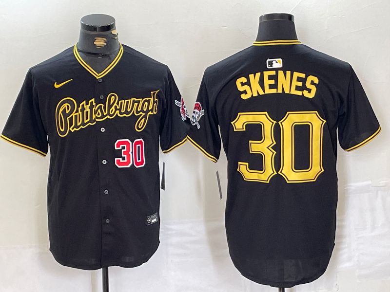 Men Pittsburgh Pirates #30 Skenes Black Game 2024 Nike MLB Jersey style 1